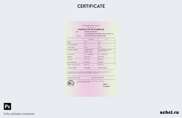 цифровая загрузка Австралия Свидетельство о браке Австралийского Содружества Шаб